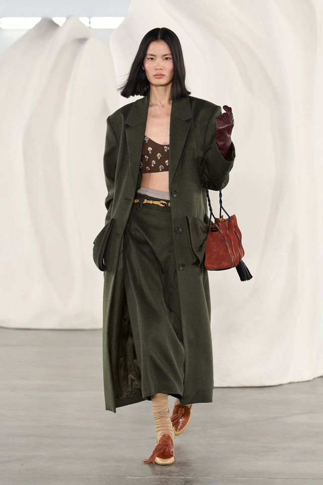 ULLA JOHNSON - Corin Wool Coat with Bows in WILLOW OUTERWEAR