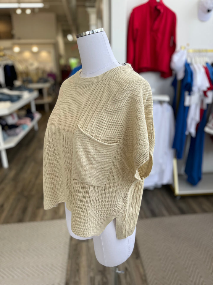 White + Warren - Linen Cotton Blend Pocket T-shirt in Soft Stone