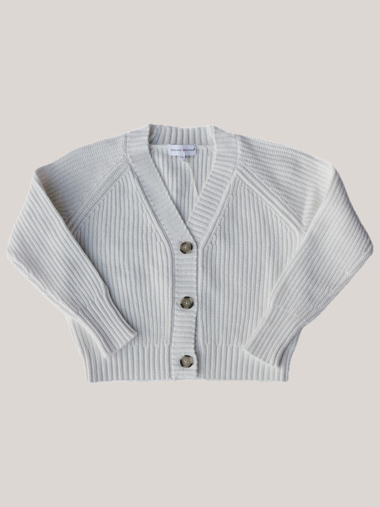 Tenlea Hunter - Cotton Tape V-Neck Cardigan in Bright White