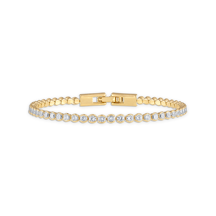 Alexa Leigh- Lenore Crystal Tennis Bracelet - Yellow Gold 7 "