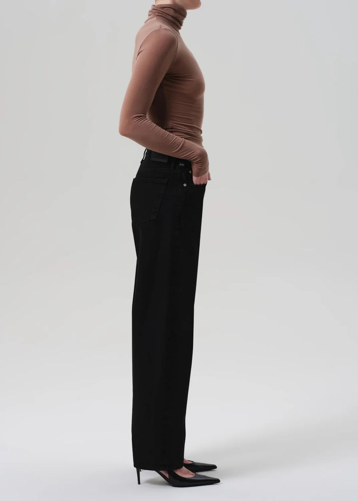 CITIZENS OF HUMANITY - Miro Long Relaxed Jean in Solid Black Denim
