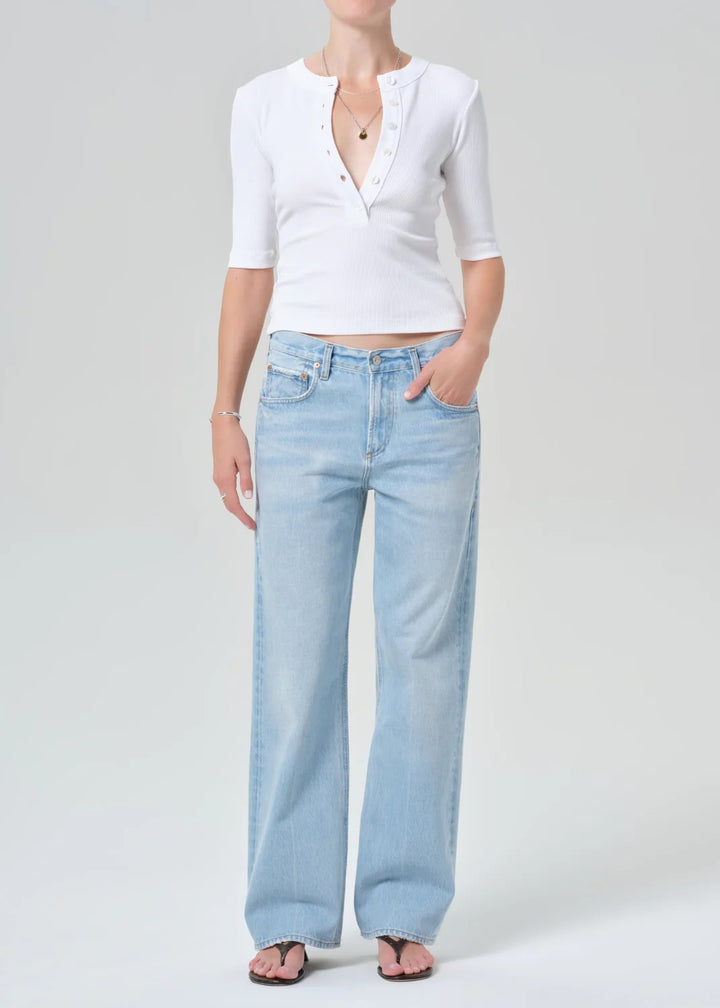 Citizens of Humanity - Nali Short Sleeve Henley in White Tops
