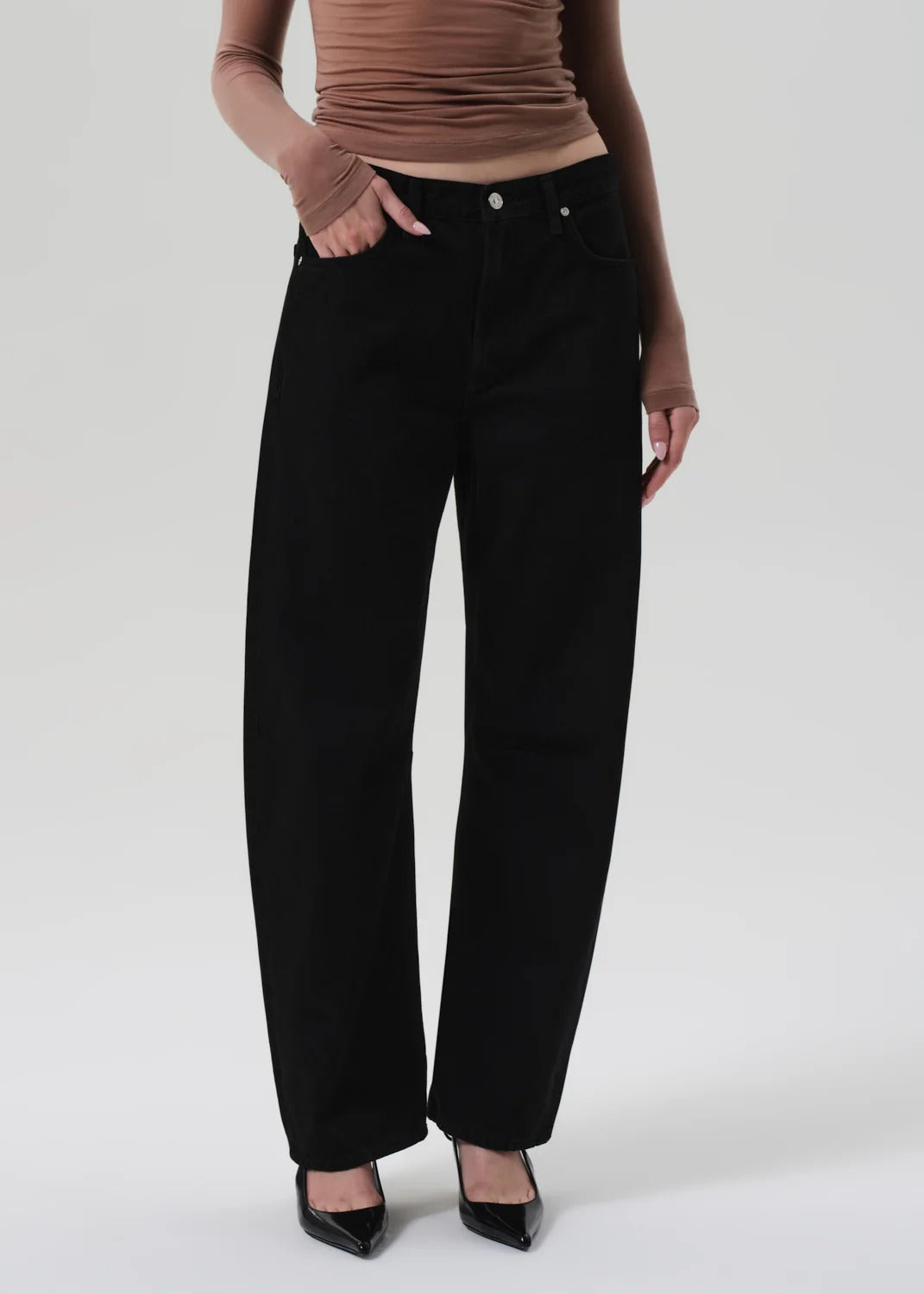 CITIZENS OF HUMANITY - Miro Long Relaxed Jean in Solid Black Denim