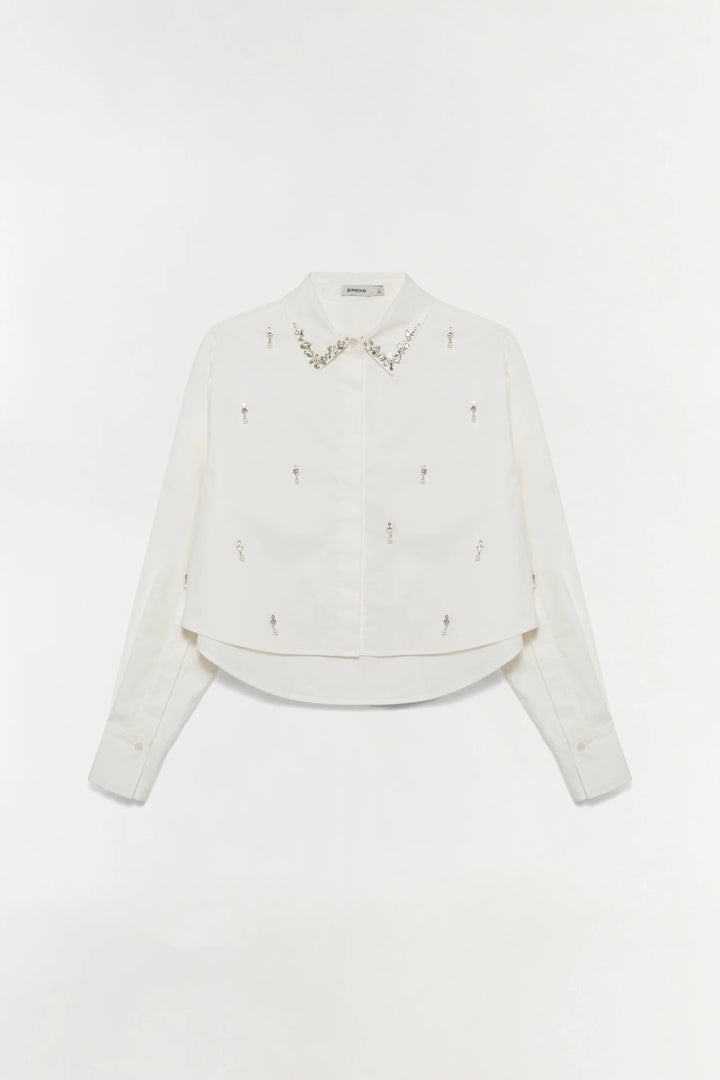 Simkhai - Renata Embellished Cropped Button Down in White