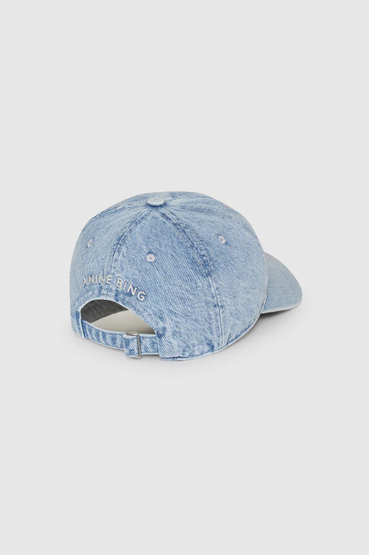 Anine Bing - Jeremy AB Baseball Cap in Bleached Blue Denim Hats