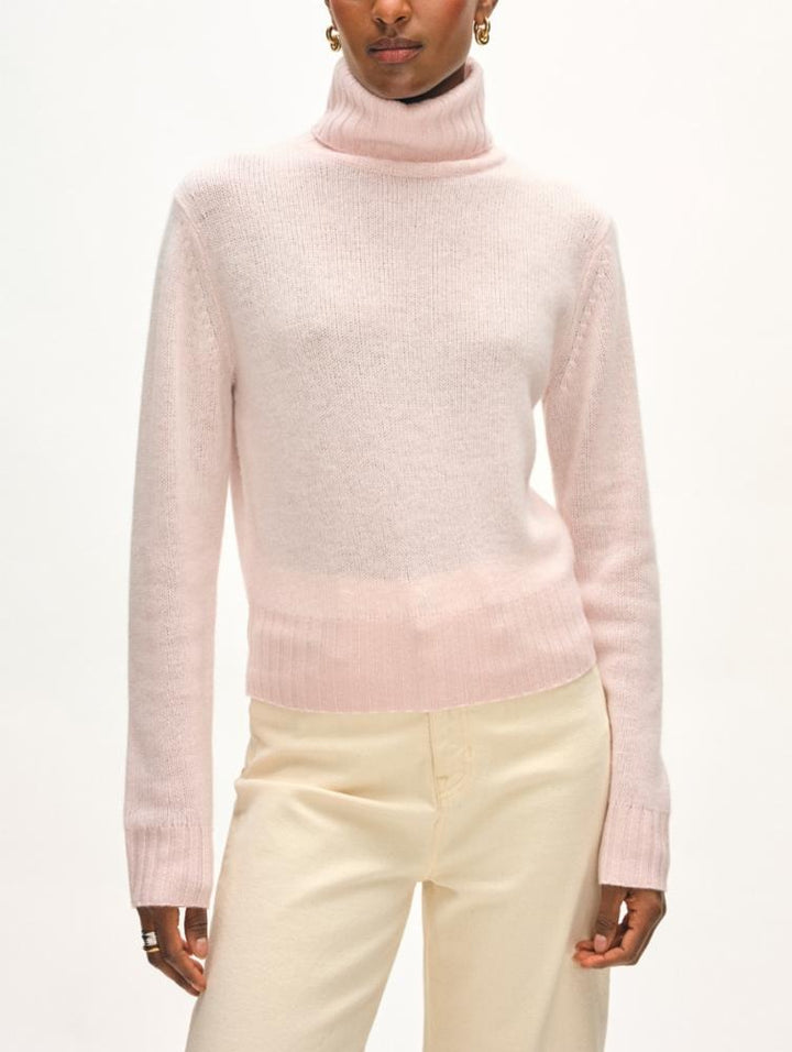 White + Warren - Featherweight Turtleneck in Pink Sand