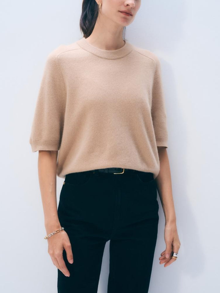WHITE & WARREN - Cashmere Relaxed T-shirt in Muted Camel