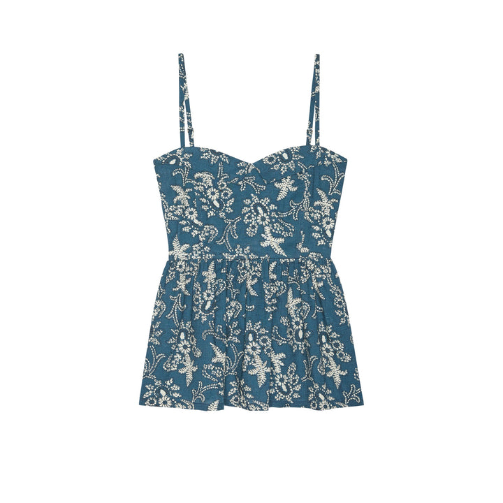 THE GREAT - The Verse Top in Indigo Bandana