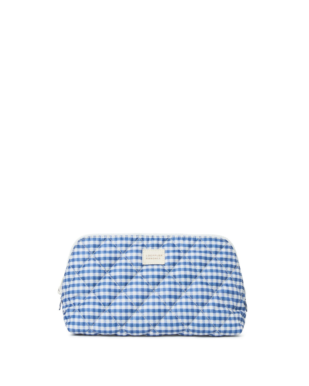 LOEFFLER RANDALL - Frances Cosmetic Pouch in Blue/Cream Gingham