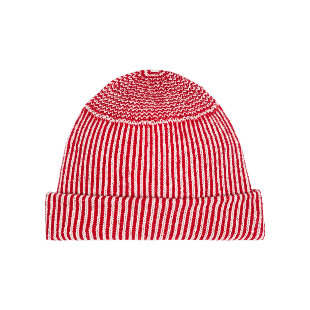THE GREAT - The Striped Beanie in Red and White