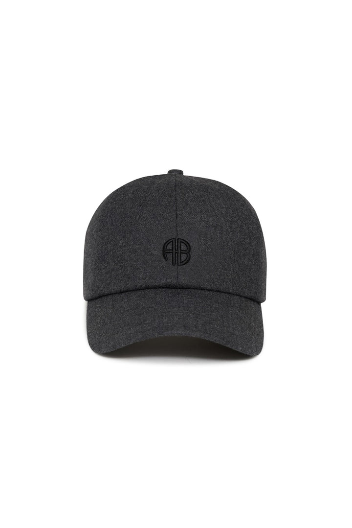 Anine Bing - Jeremy Baseball Cap in Dark Heather Grey Wool