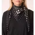 KUJTEN - Triangle Bandana Tifa Pearl in Noir Scarves