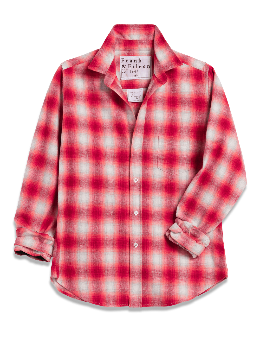 Frank & Eileen - Tailored Barry Button Up Shirt in Dark Pink Plaid Clothing