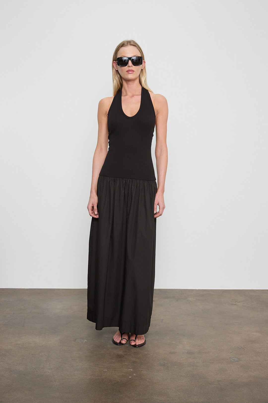 ENZA COSTA - Cotton Halter Dress in Black