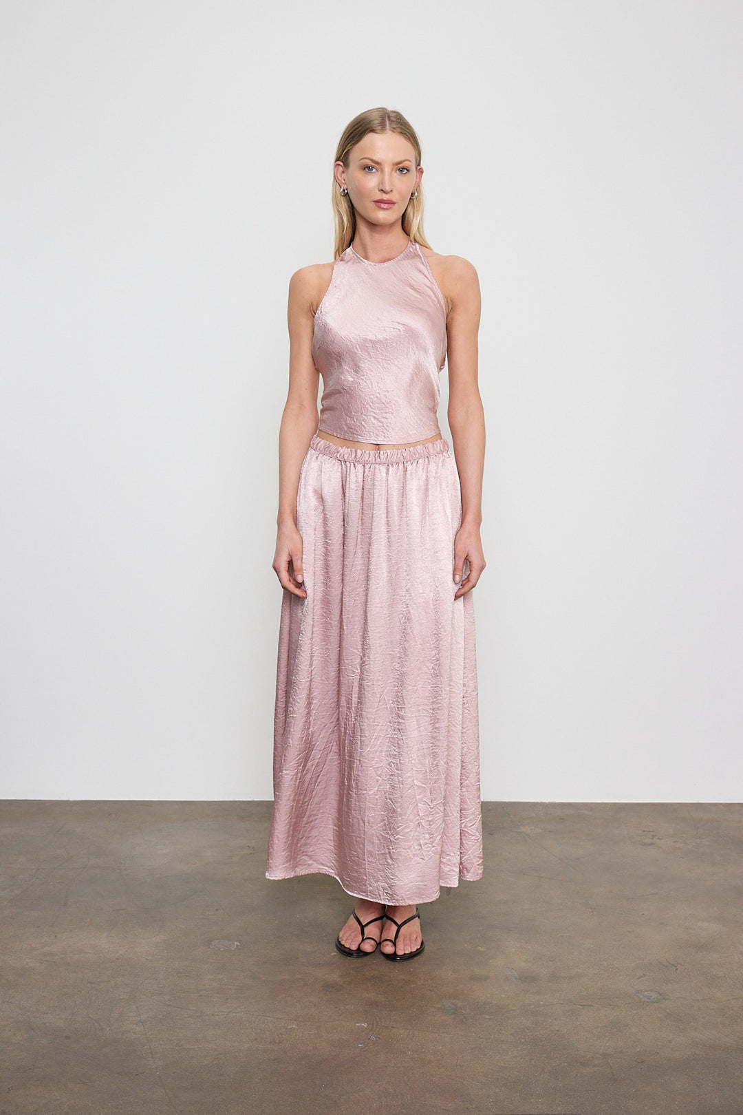 ENZA COSA - Textured Satin Celeste Skirt in Rose Blush