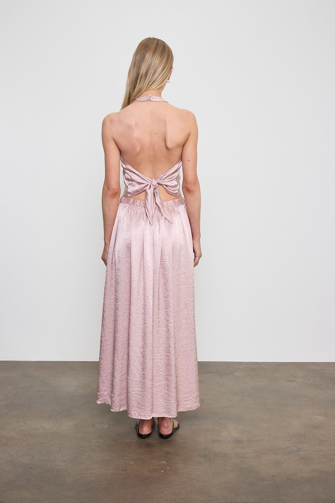 ENZA COSTA - Textured Satin Halter Scarf Top in Rose Blush
