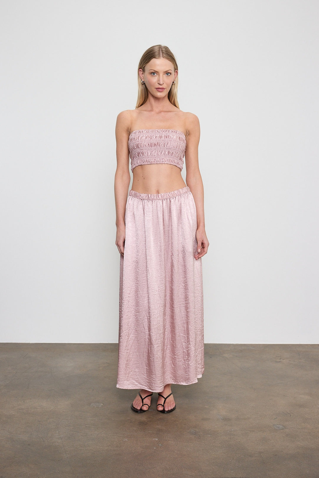 ENZA COSTA - Textured Satin Smock Top in Rose Blush