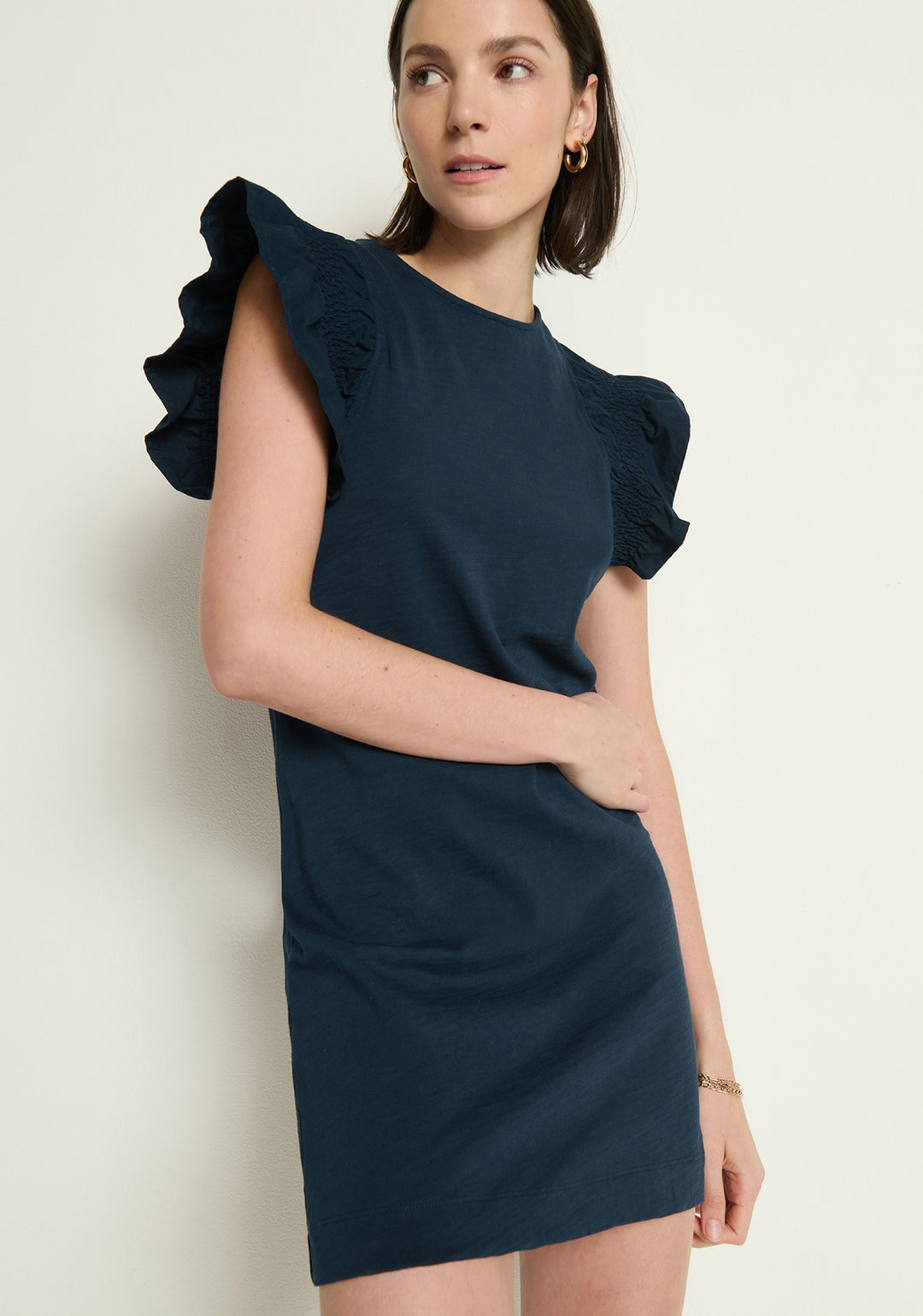 Nation LTD - Ellis Ruffle Sleeve Dress in Night Sky