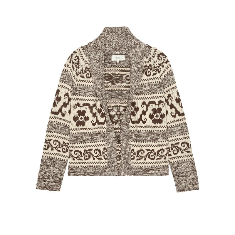 THE GREAT - The Nordic Flower Lodge Cardigan in Marled Chestnut