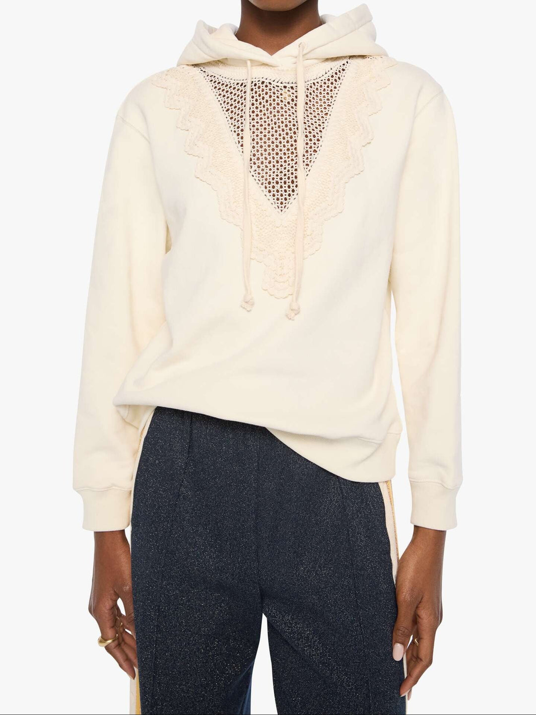 MOTHER - The Accent Square Hoodie in Antique White