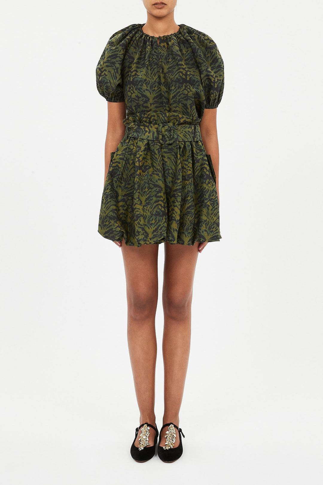 Ulla Johnson - Penina Silk Bubble Hem Skirt in Desert Jasper