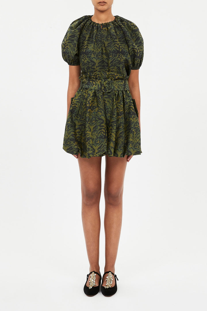 Ulla Johnson - Penina Silk Bubble Hem Skirt in Desert Jasper