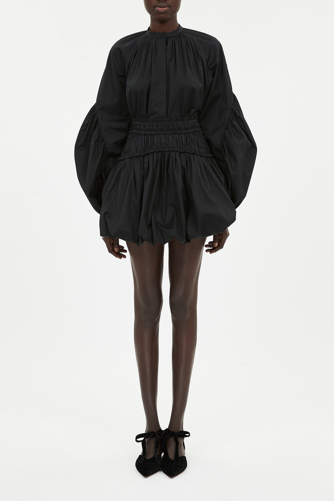 Ulla Johnson - Nicolette Bubble Hem Mini Skirt in Noir