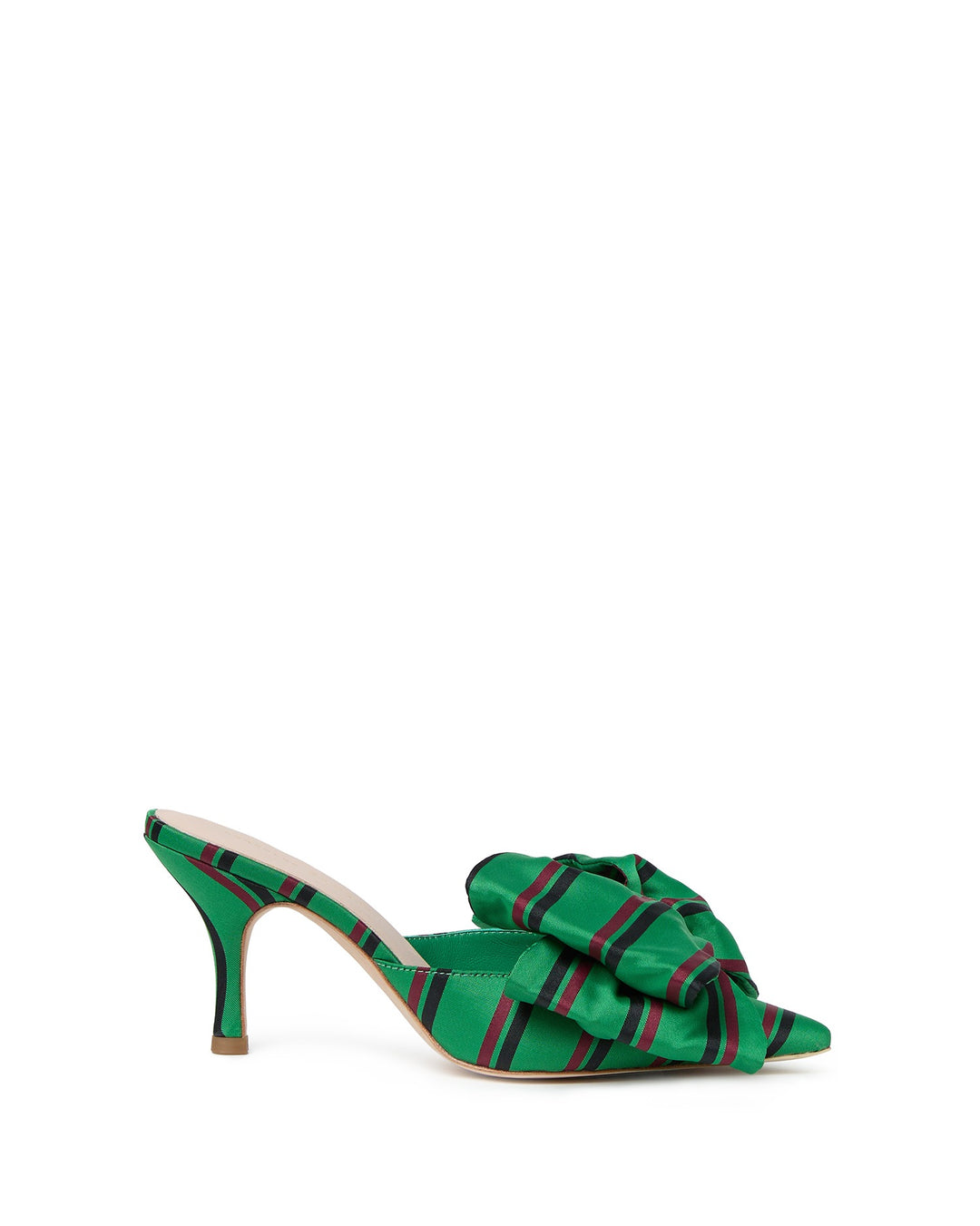 LOEFFLER RANDALL - Margot Bow Mule in Green Maroon Stripe