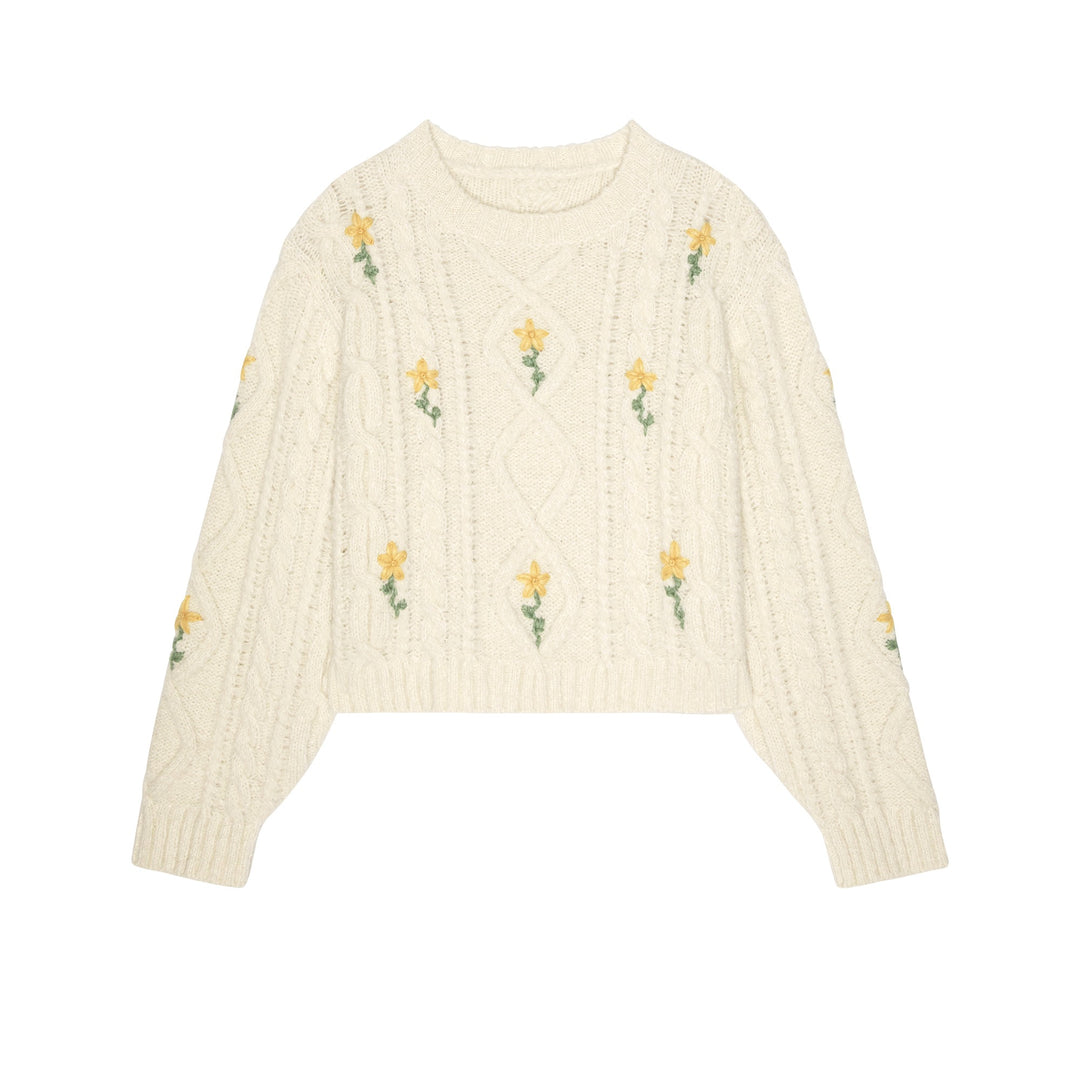 THE GREAT - The Embroidered Tansy Cable in Cream