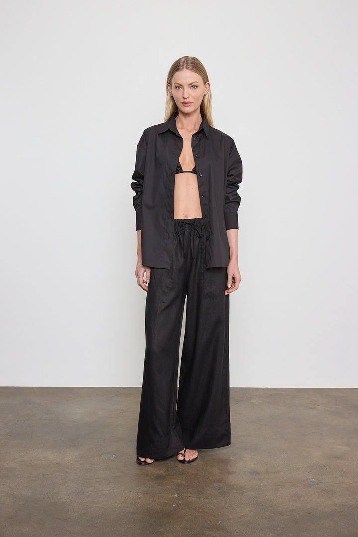 ENZA COSTA - Linen Cropped Summer Pant in Black