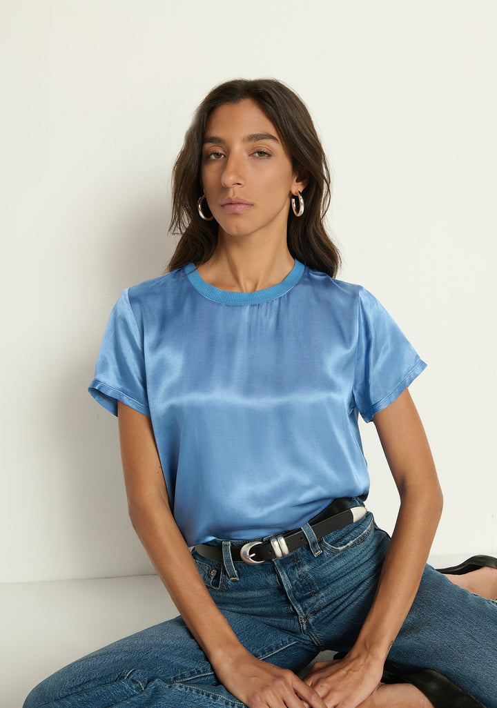 NATION LTD - Marie Boxy Crop in harbor Blue