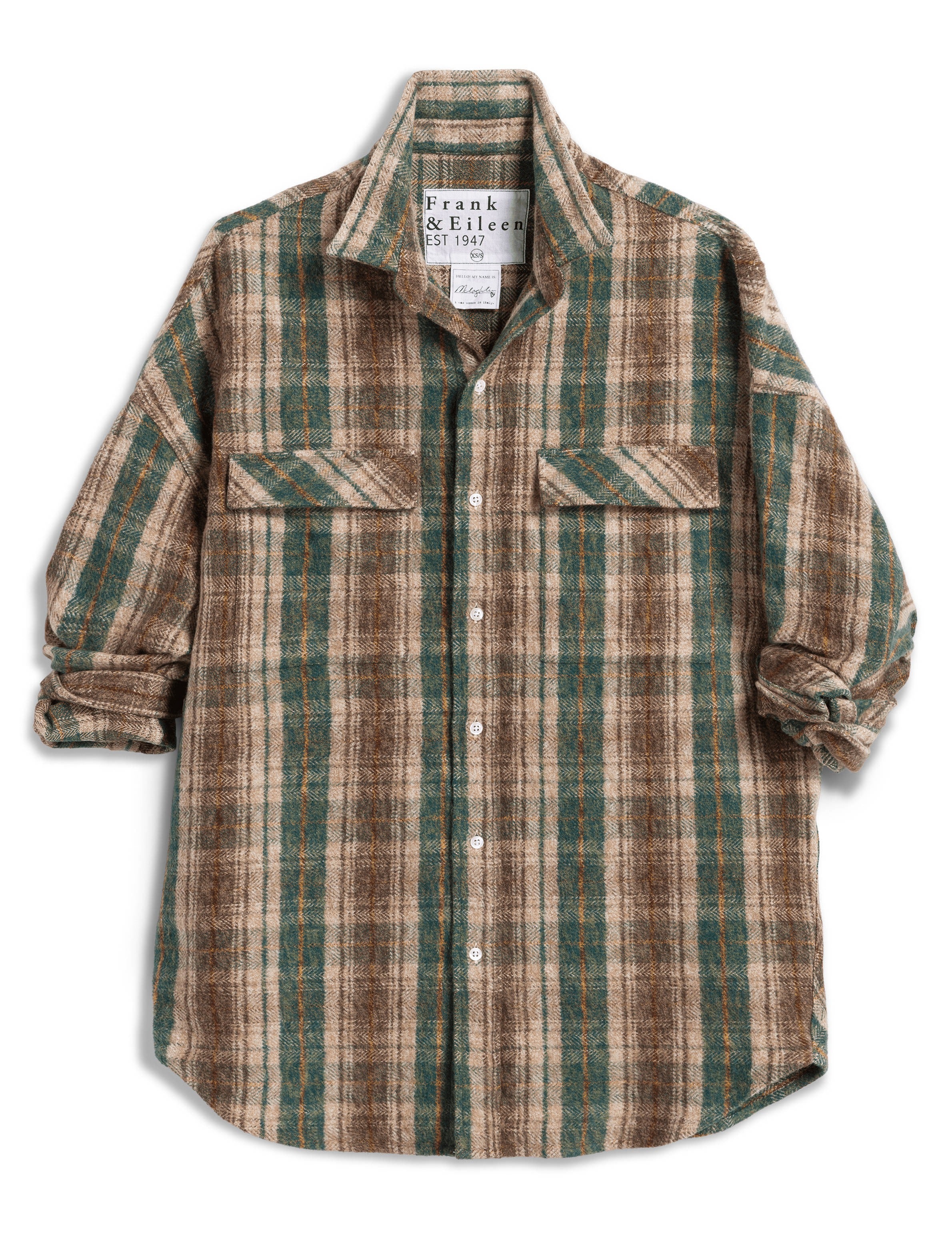 Frank & Eileen - McLoghlin Utility Shirt in Brown Green Sand Plaid