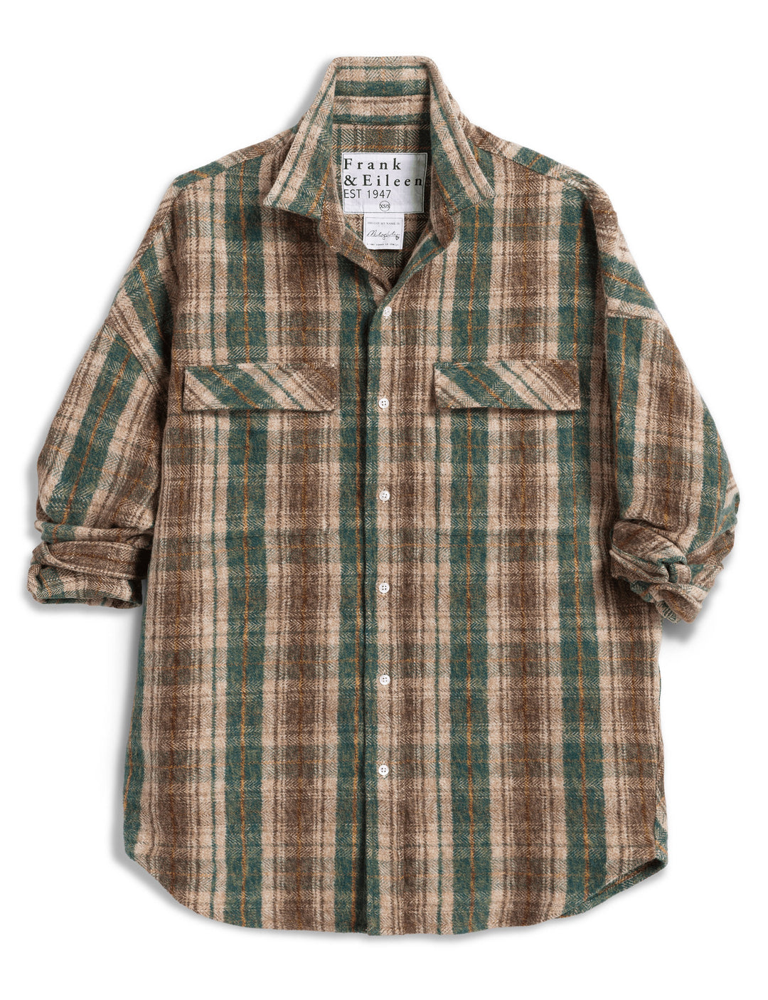 Frank & Eileen - McLoghlin Utility Shirt in Brown Green Sand Plaid