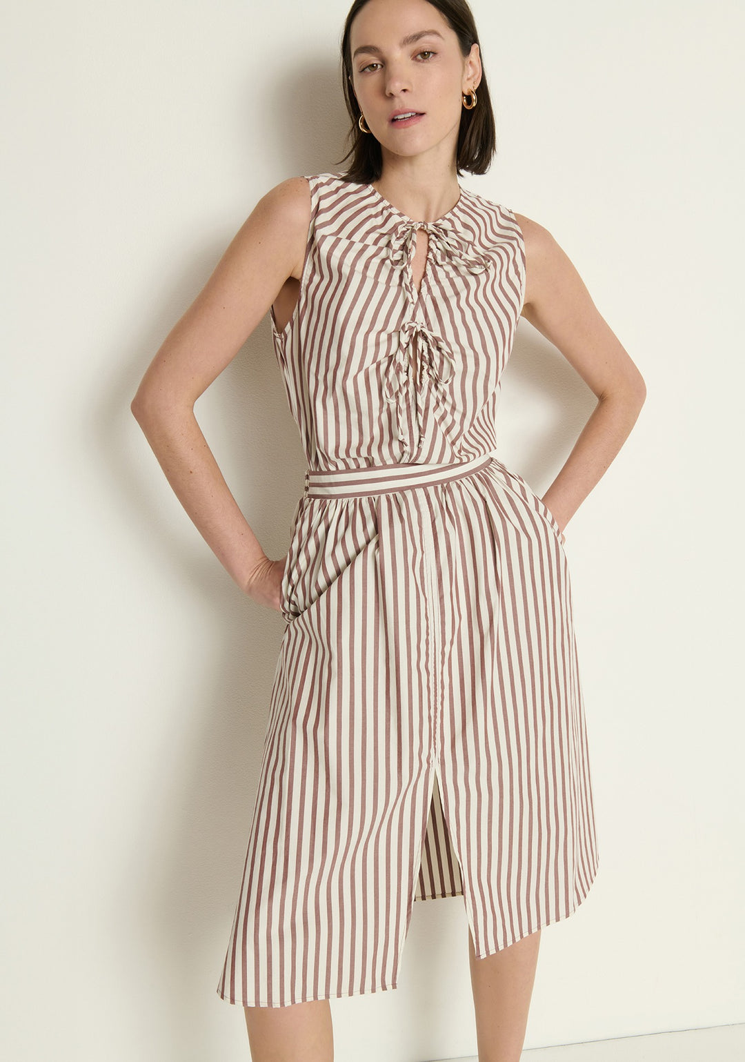 NATION LTD - Tatianna Midi Skirt in Sable Stripe