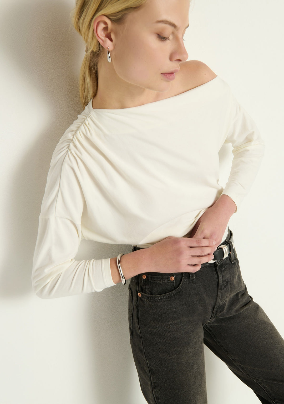 NATION LTD - Pietra Off the Shoulder Top in Porcelain