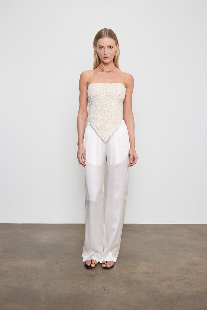 ENZA COSTA - Puckered Lace Scarf Top in Off White