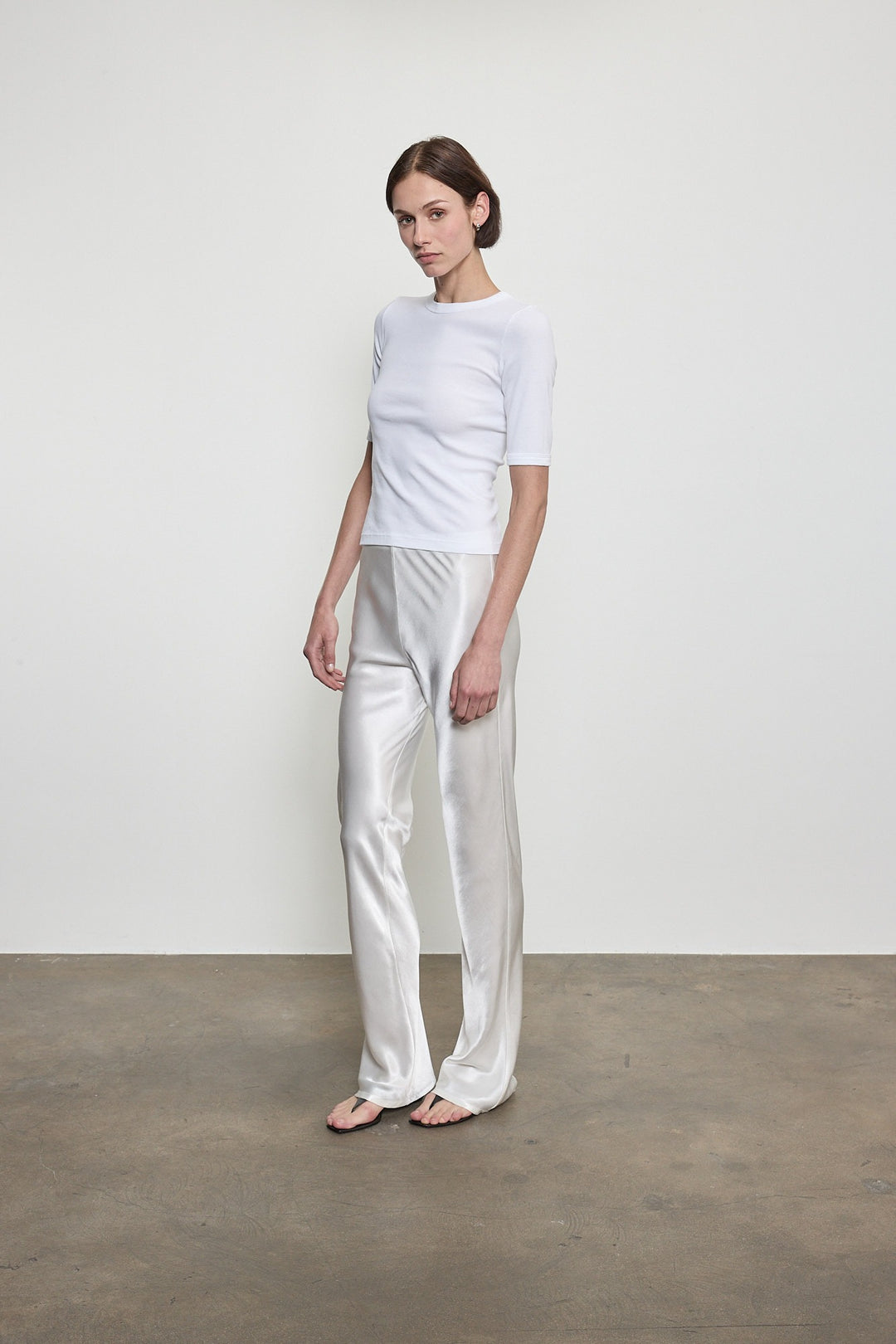 ENZA COSTA - Soft Cotton Half Sleeve Tee in White T-Shirts