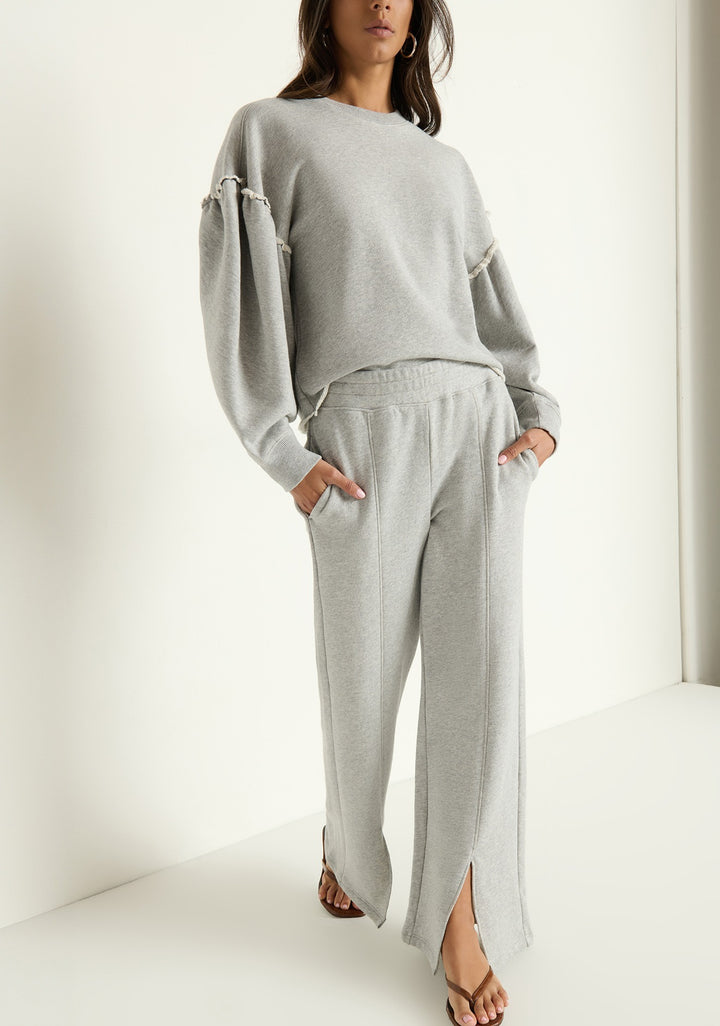NATION LTD - Lincoln Front Slit Knit Pant in Heather Grey