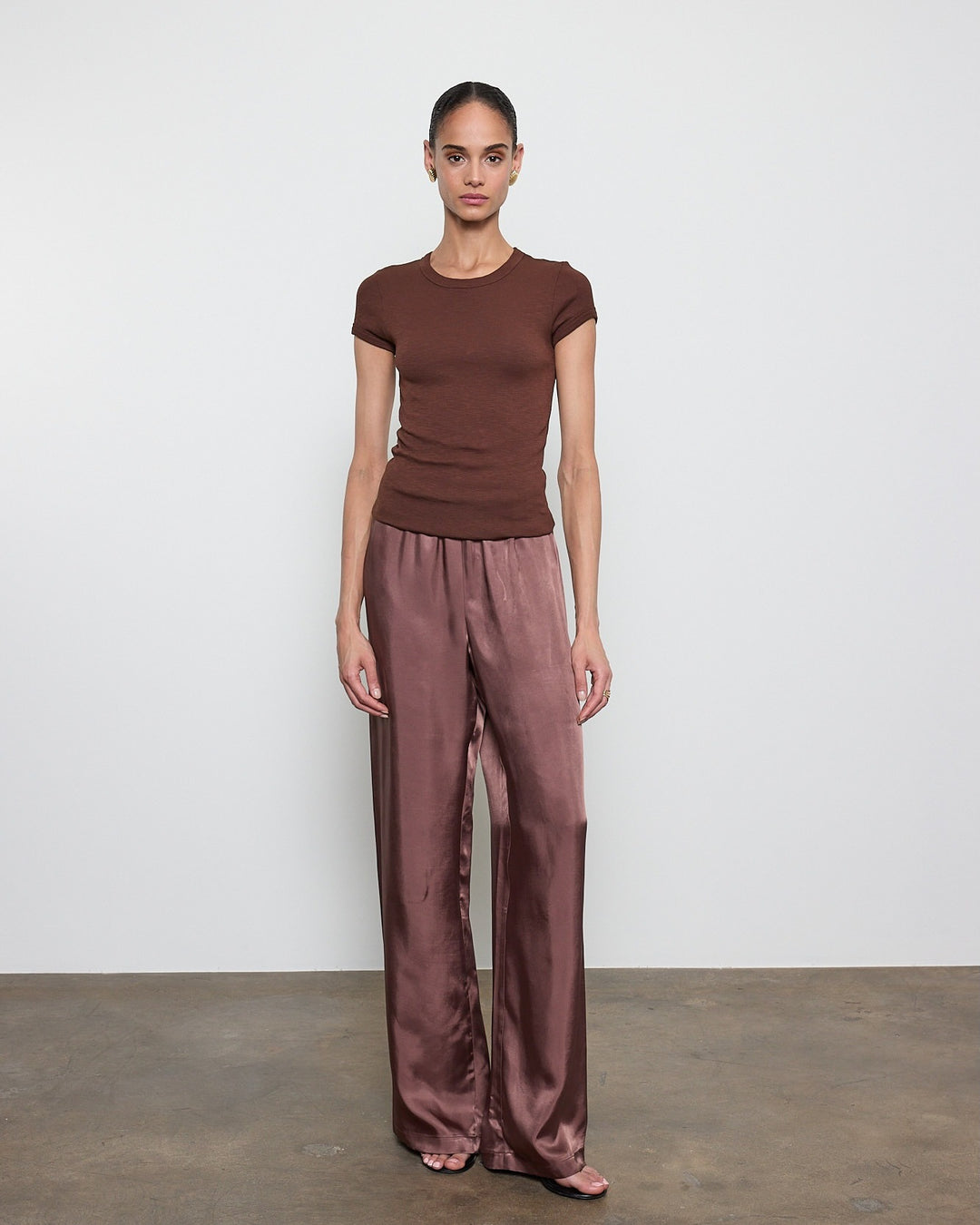 ENZA COSTA - Fluid Twill Pant in Chocolate