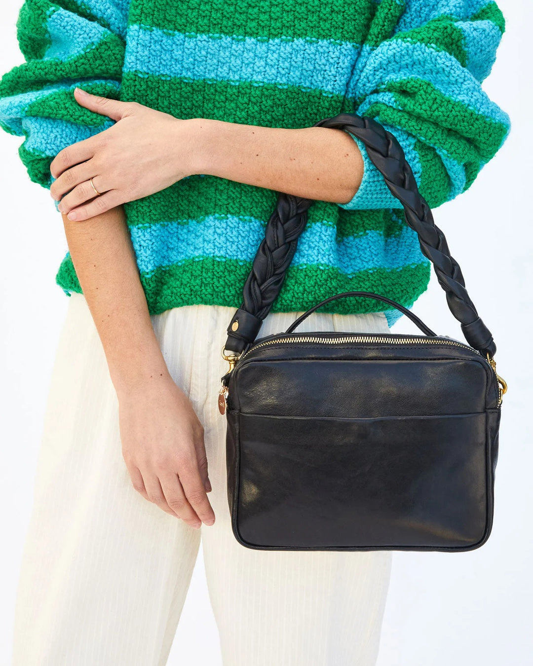 Clare V. - Braided Leather Shoulder Strap in Black