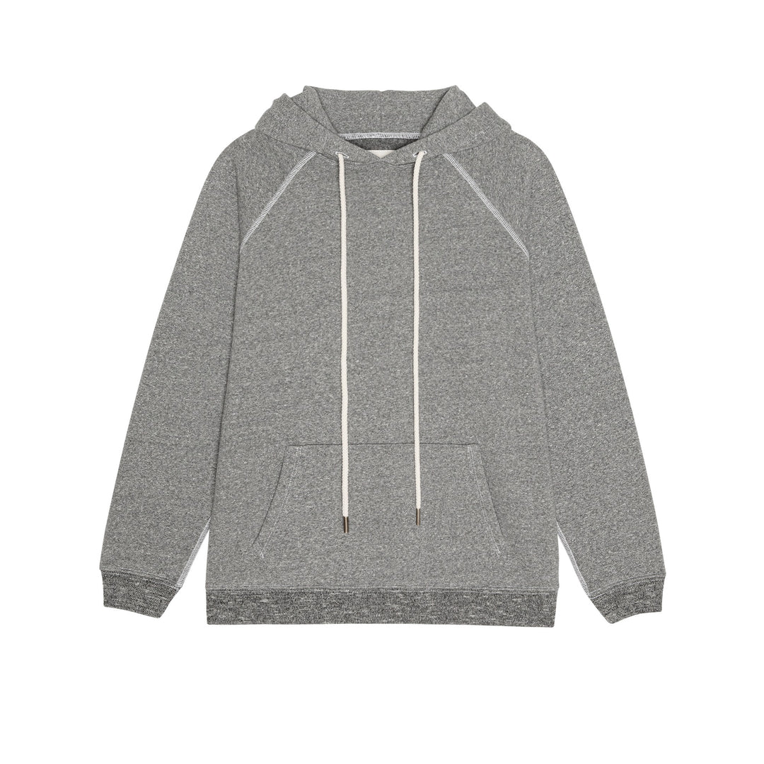 THE GREAT - The Fleece Pullover Hoodie in Dark Heather Grey