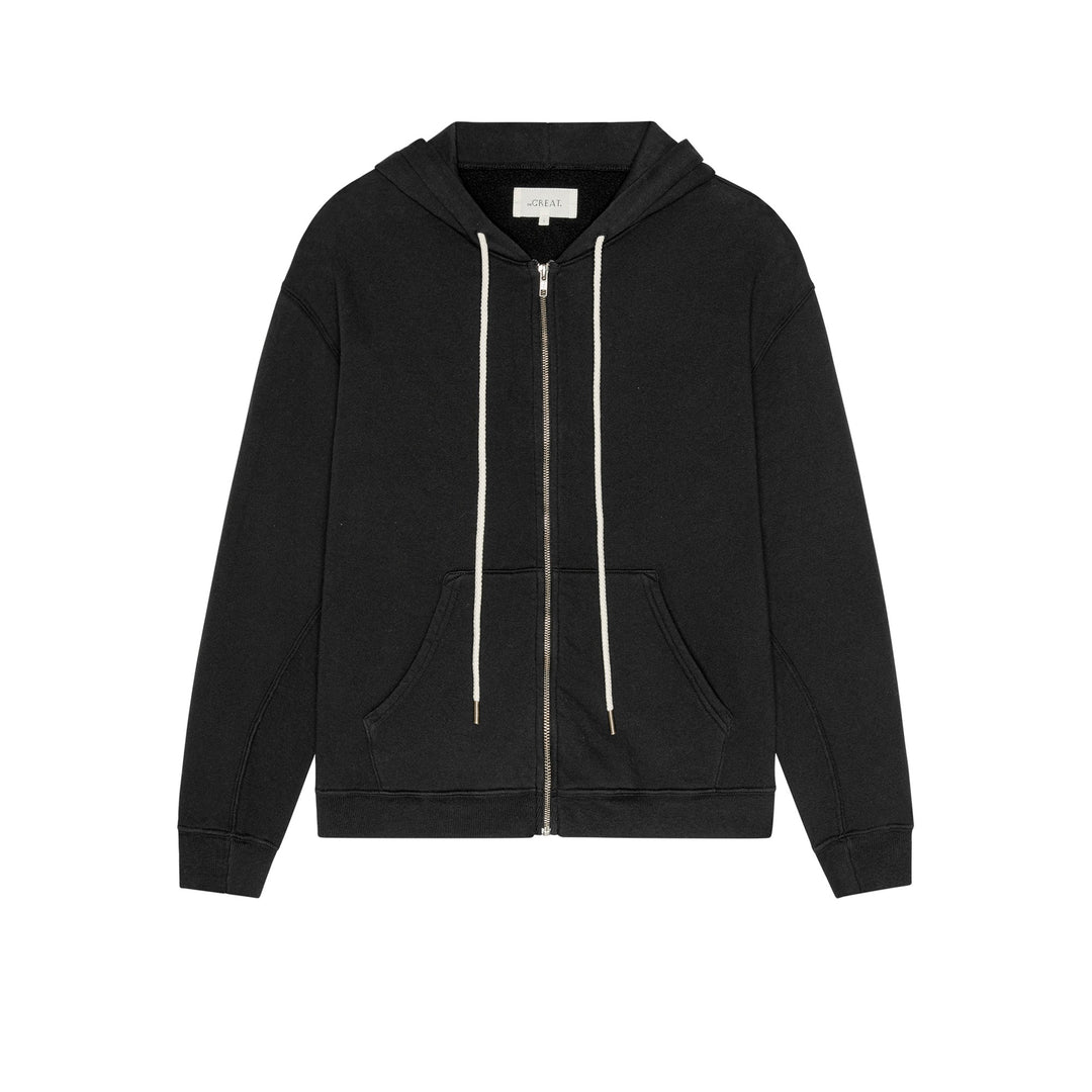 THE GREAT - Fleece Campus Hoodie in Almost Black