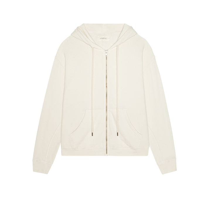 THE GREAT - Fleece Campus Hoodie in Washed White