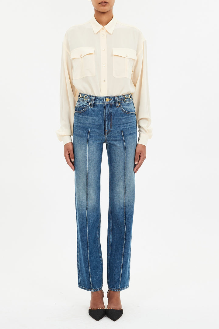 Ulla Johnson - The Agatha Straight Leg Pintuck Jean in Danube
