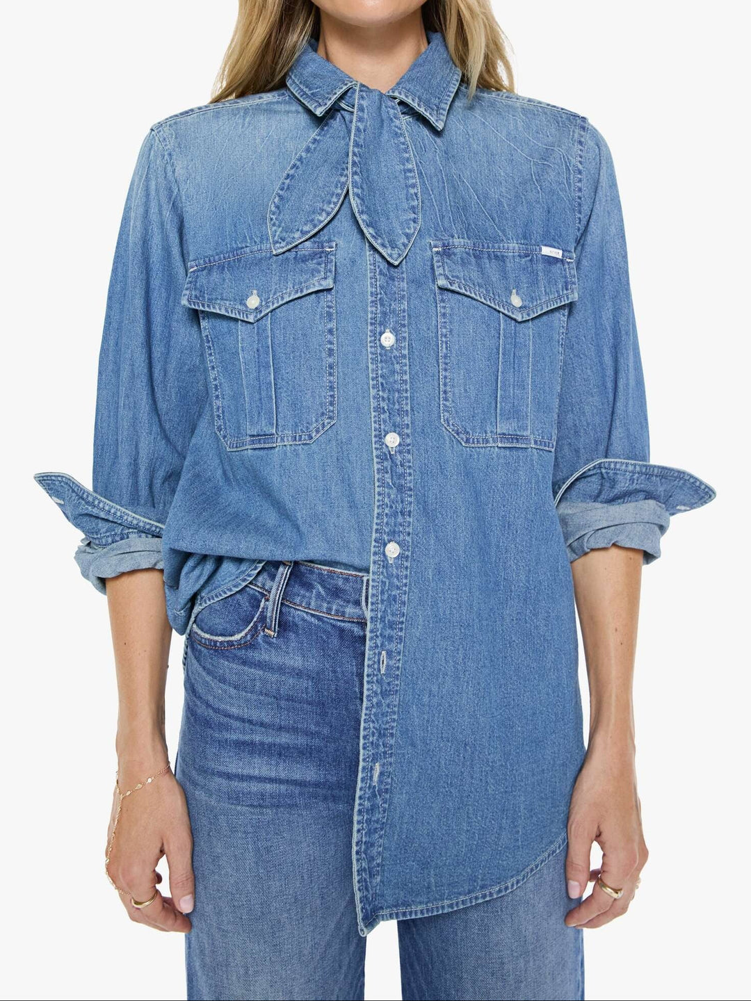 MOTHER - The Scouts Honor Bestie Denim Shirt in Brownie Points