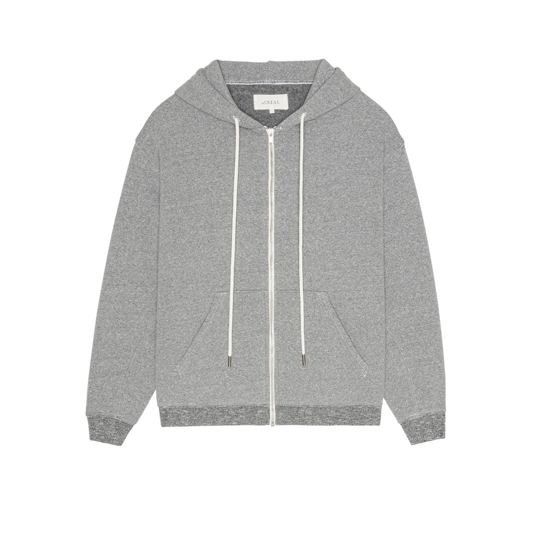 THE GREAT - Fleece Campus Hoodie in Dark Heather Grey