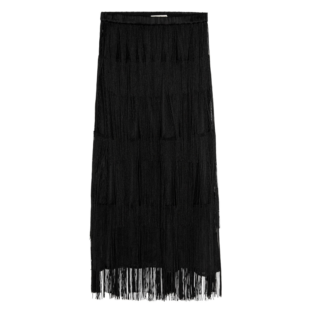 THE GREAT - The Fringe Skirt in Black