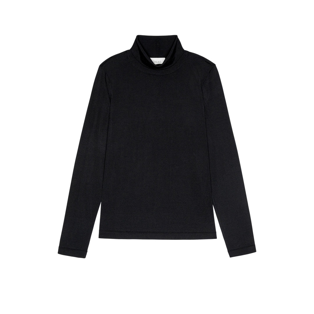 THE GREAT - The Rayon Jersey Turtleneck in Black