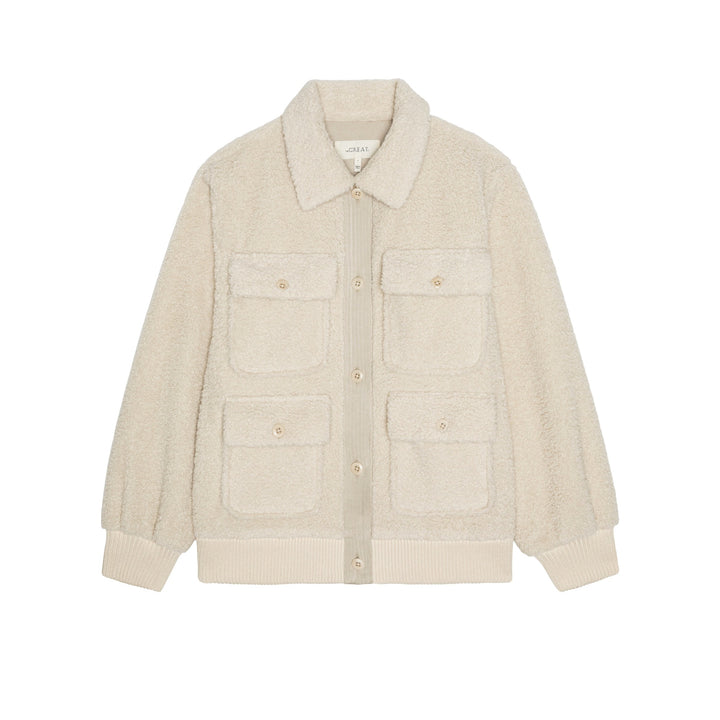 THE GREAT - The Patch Pocket Plush Jacket in Cream