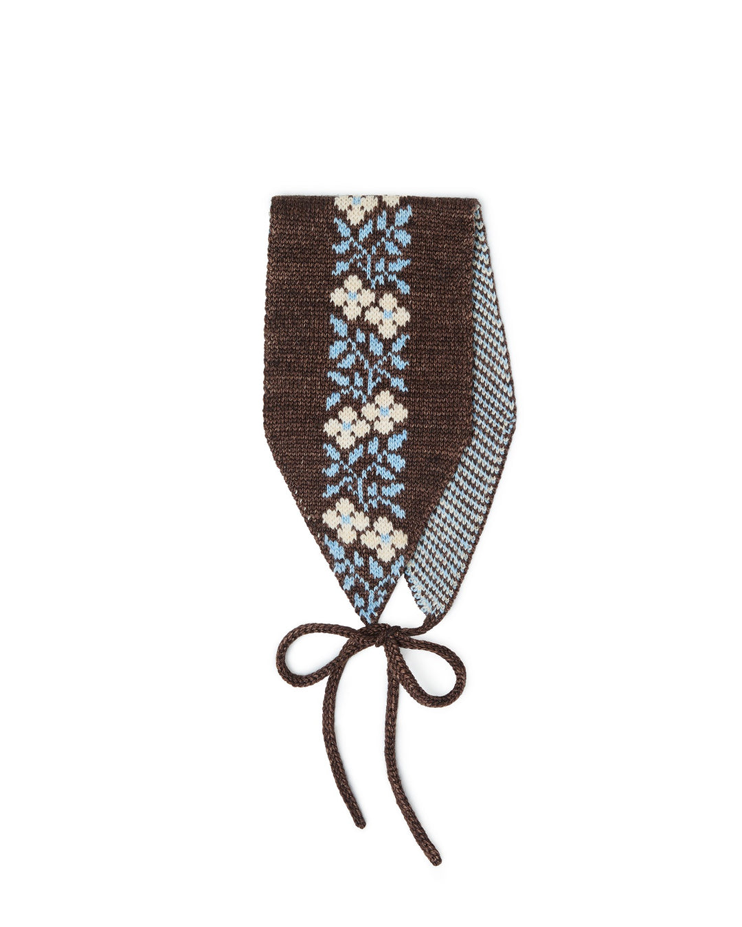 LOEFFLER RANDALL - Augie Knit Ear Scarf in Brown/Cream Floral
